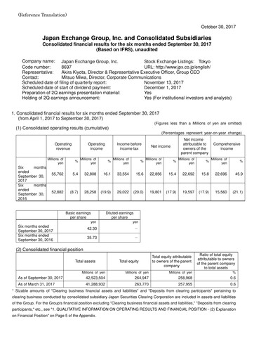 Thumbnail Japan Exchange Group
 Half-year Report fy2017-h1