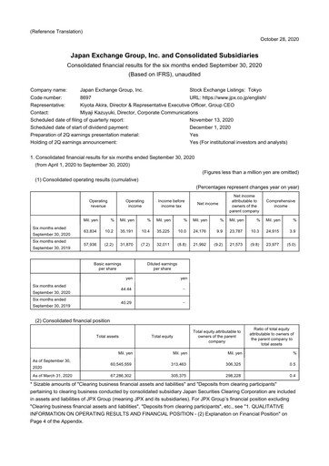 Thumbnail Japan Exchange Group
 Half-year Report fy2020-h1