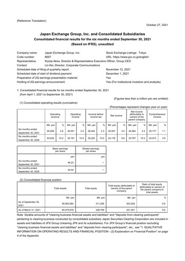 Thumbnail Japan Exchange Group
 Half-year Report fy2021-h1