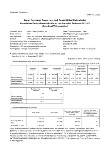 Thumbnail Japan Exchange Group
 Half-year Report fy2022-h1
