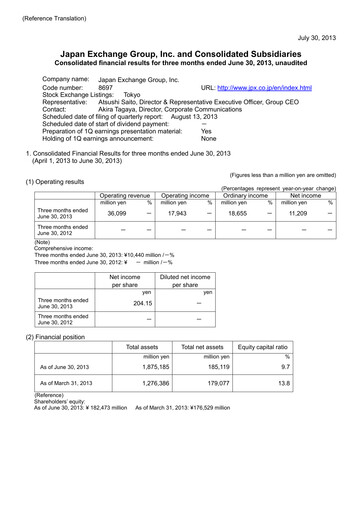 Vorschaubild Japan Exchange Group
 Quartalsbericht fy2013-q1
