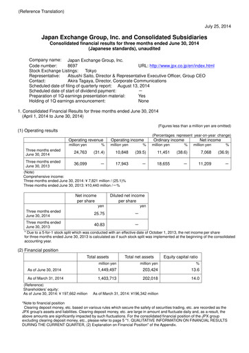 Vorschaubild Japan Exchange Group
 Quartalsbericht fy2014-q1