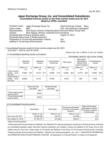 Vorschaubild Japan Exchange Group
 Quartalsbericht fy2015-q1