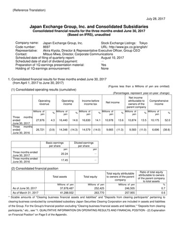 Vorschaubild Japan Exchange Group
 Quartalsbericht fy2017-q1