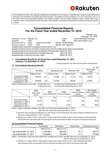 Vorschaubild Rakuten Finanzbericht 2012