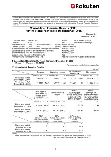 Vorschaubild Rakuten Finanzbericht 2016