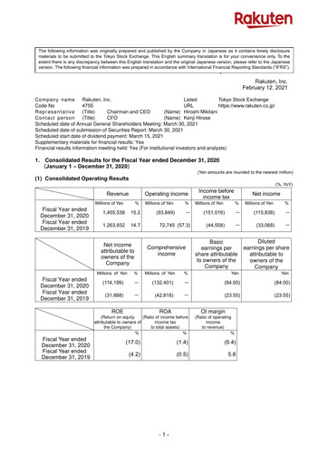 Vorschaubild Rakuten Finanzbericht 2020