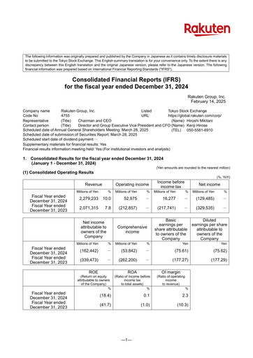 Vorschaubild Rakuten Finanzbericht 2024