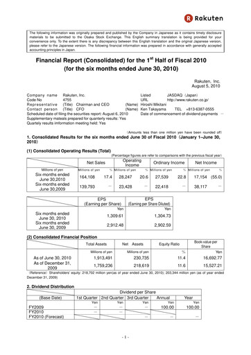 Thumbnail Rakuten Half-year Report 2010-h1
