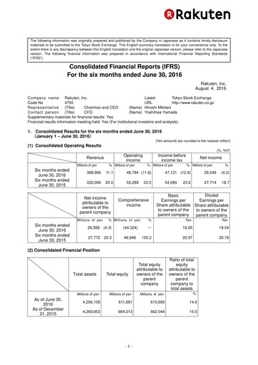 Thumbnail Rakuten Half-year Report 2016-h1