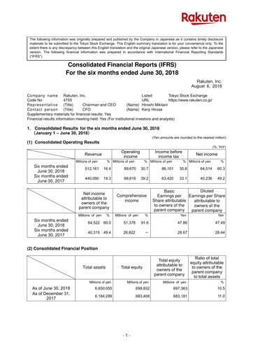 Thumbnail Rakuten Half-year Report 2018-h1