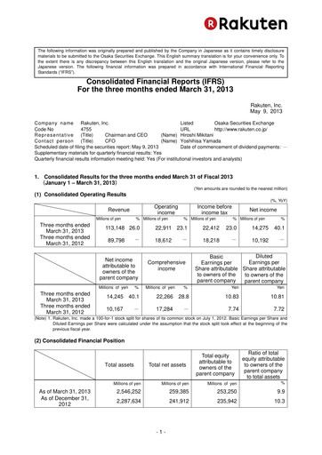 Thumbnail Rakuten Quarterly Report 2013-q1