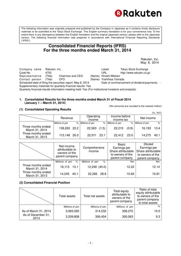 Thumbnail Rakuten Quarterly Report 2014-q1