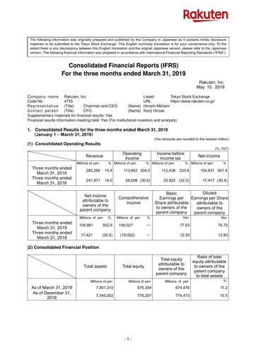 Thumbnail Rakuten Quarterly Report 2019-q1
