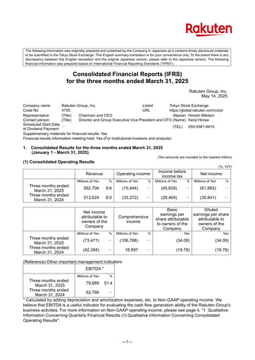Thumbnail Rakuten Quarterly Report 2025-q1