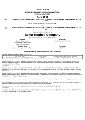 Thumbnail Baker Hughes
 Quarterly Report 2022-q3