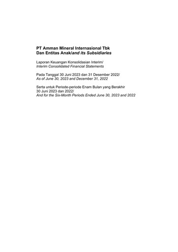 Miniature PT Amman Mineral Internasional Tbk Rapport semestriel 2023-h1