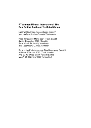 Miniature PT Amman Mineral Internasional Tbk Rapport trimestriel 2024-q1