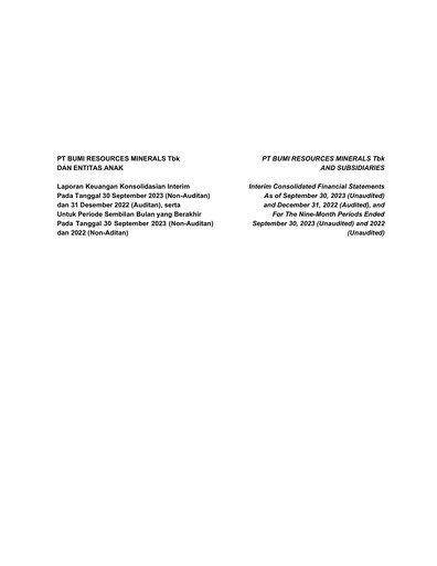 Thumbnail PT Bumi Resources Minerals Tbk Financial Statement 2023-9m