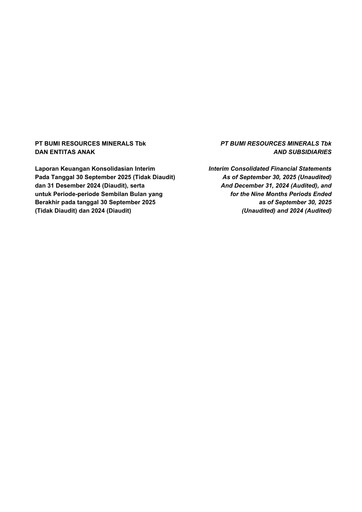 Thumbnail PT Bumi Resources Minerals Tbk Financial Statement 2025-9m