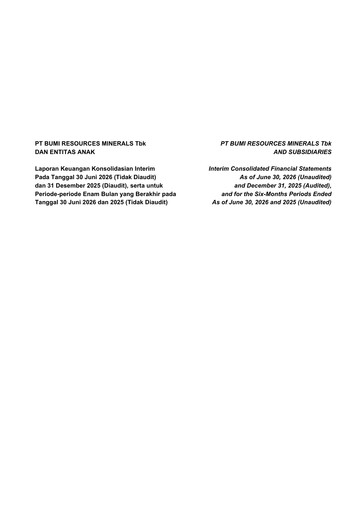 Thumbnail PT Bumi Resources Minerals Tbk Financial Statement 2026-h1