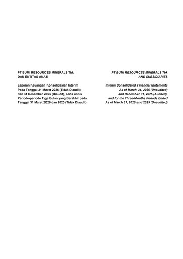 Thumbnail PT Bumi Resources Minerals Tbk Financial Statement 2026-q1