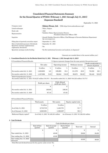 Thumbnail Sekisui House
 Half-year Report fy2021-h1