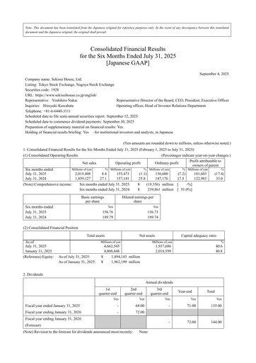 Thumbnail Sekisui House
 Half-year Report fy2025-h1