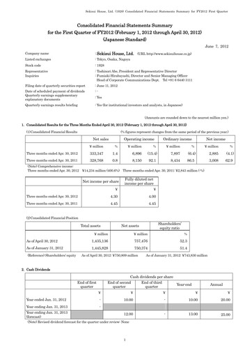 Miniature Sekisui House
 Rapport trimestriel fy2012-q1