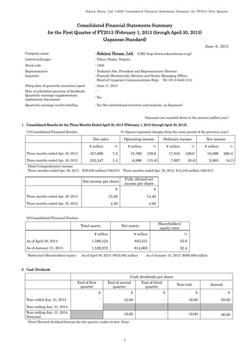 Miniature Sekisui House
 Rapport trimestriel fy2013-q1