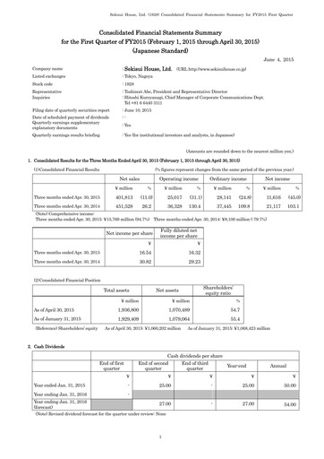 Miniature Sekisui House
 Rapport trimestriel fy2015-q1
