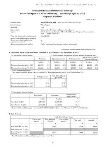Miniature Sekisui House
 Rapport trimestriel fy2017-q1