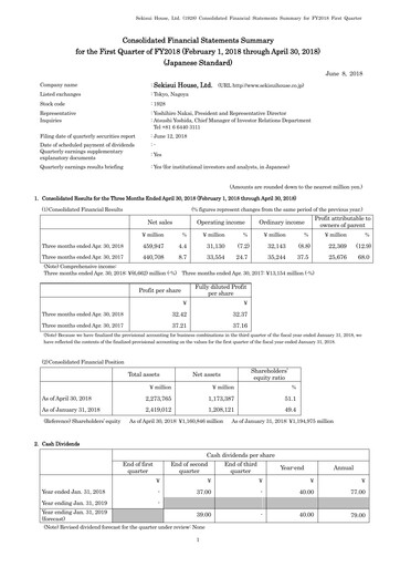 Miniature Sekisui House
 Rapport trimestriel fy2018-q1