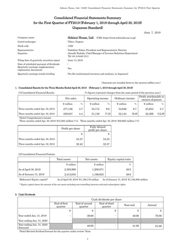 Miniature Sekisui House
 Rapport trimestriel fy2019-q1
