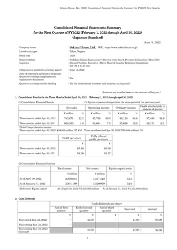 Miniature Sekisui House
 Rapport trimestriel fy2022-q1