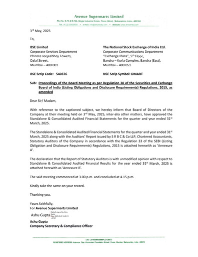 Miniature DMart Rapport financier 2024-2025