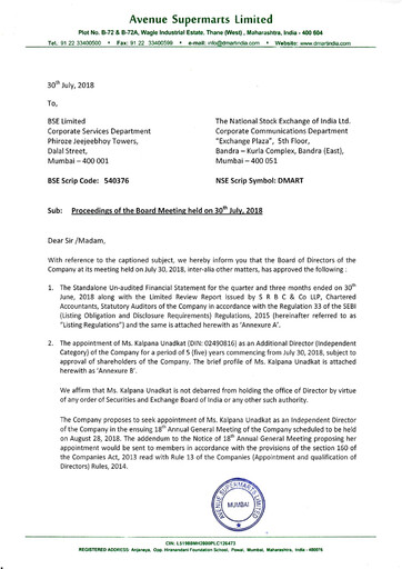 Miniature DMart Rapport trimestriel 2018-q1