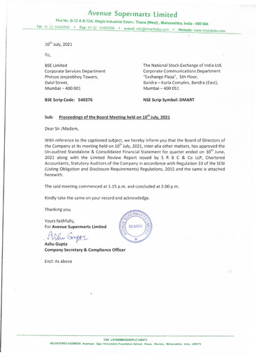 Miniature DMart Rapport trimestriel 2021-q1