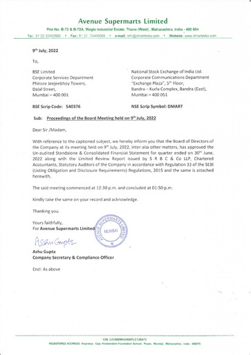 Miniature DMart Rapport trimestriel 2022-q1