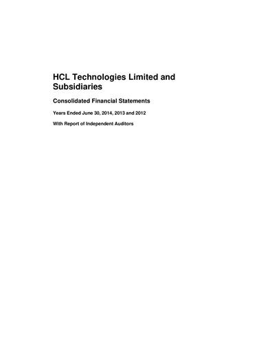 Thumbnail HCL Technologies
 Financial Statement 2013-2014