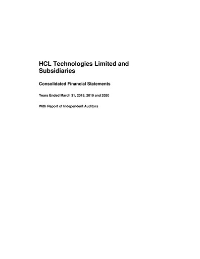 Thumbnail HCL Technologies
 Financial Statement 2019-2020