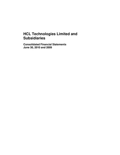 Thumbnail HCL Technologies
 Financial Statement fy2010