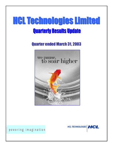 Thumbnail HCL Technologies
 Quarterly Report 2003-q3