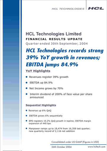 Thumbnail HCL Technologies
 Quarterly Report 2005-q1
