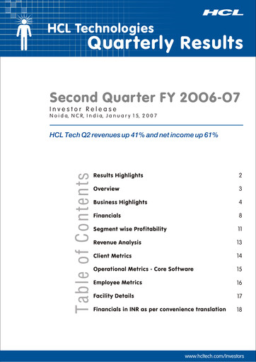 Thumbnail HCL Technologies
 Quarterly Report 2007-q2