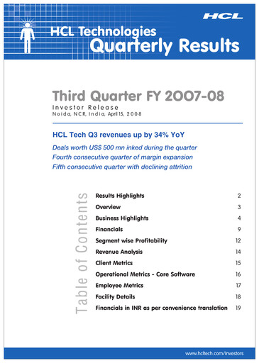 Thumbnail HCL Technologies
 Quarterly Report 2008-q3