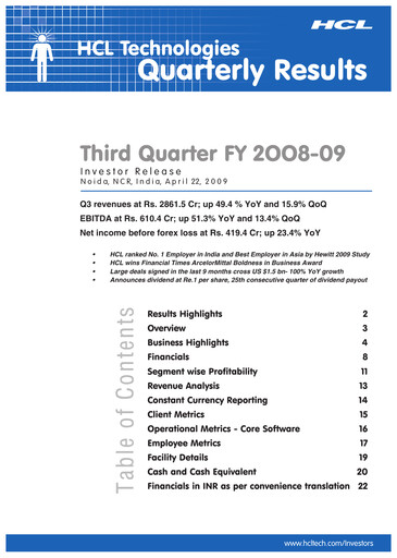 Thumbnail HCL Technologies
 Quarterly Report 2009-q3