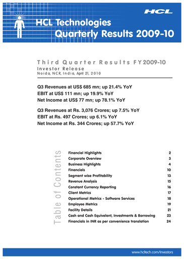 Thumbnail HCL Technologies
 Quarterly Report 2010-q3