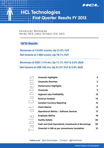 Thumbnail HCL Technologies
 Quarterly Report 2013-q2