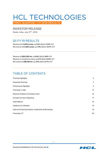 Thumbnail HCL Technologies
 Quarterly Report 2019-q1